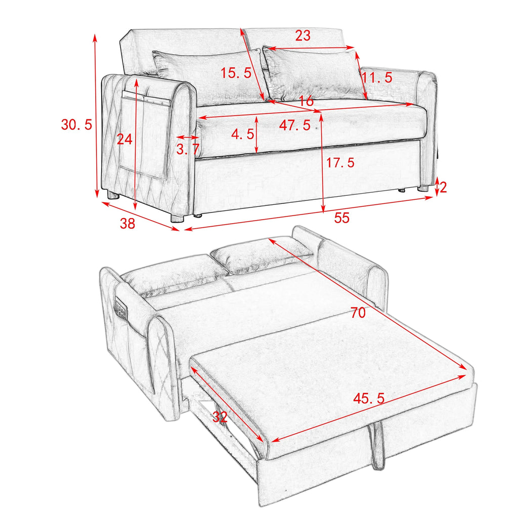 Gray Upholstered Sleeper Sofa O176938