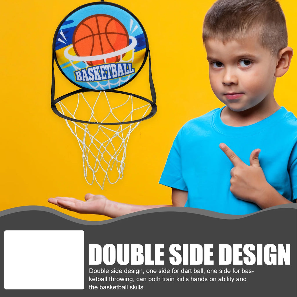 Double Sided Basketball Hoop Dart Board Sticky Ball Set A327802