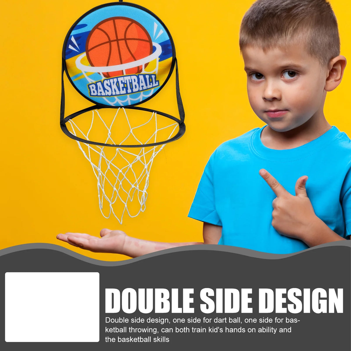 Double Sided Basketball Hoop Dart Board Sticky Ball Set A327802