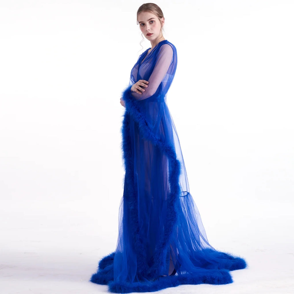 Sheer Long Tulle Robe K65167