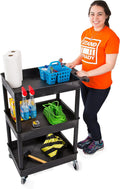 Compact 3 Shelf Heavy Duty Utility Cart with Deep Shelves, Gray R938