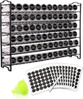 72 Empty Square Spice Jars Spice Rack Organizer with Labels and Funnel B744723