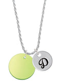 Lime Green Imitation Pearl Initial Charm Necklace G5942
