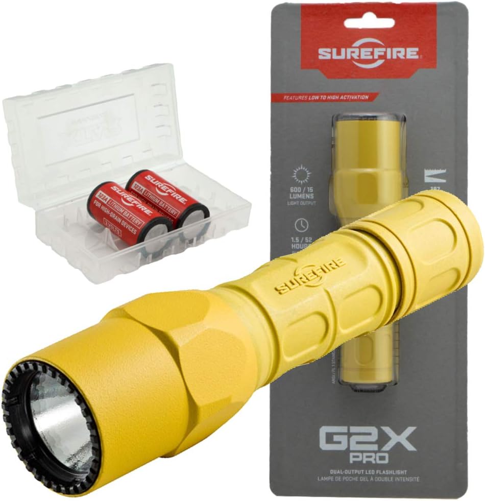 SureFire G2X Tactical 600 Lumen Flashlight Bundle with 2x Extra CR123A and Battery Case D94668