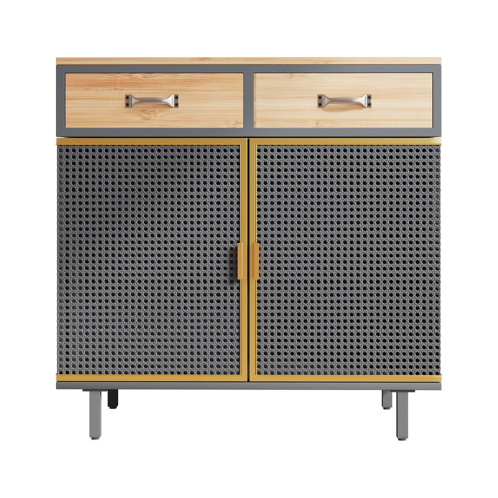 31.5'' Wide 2 Drawer Iron Carbonized Bamboo Sideboard V59545