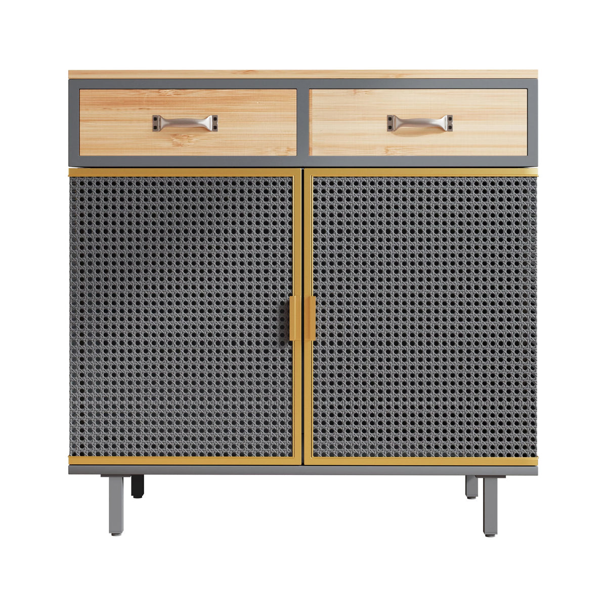 31.5'' Wide 2 Drawer Iron Carbonized Bamboo Sideboard V59545