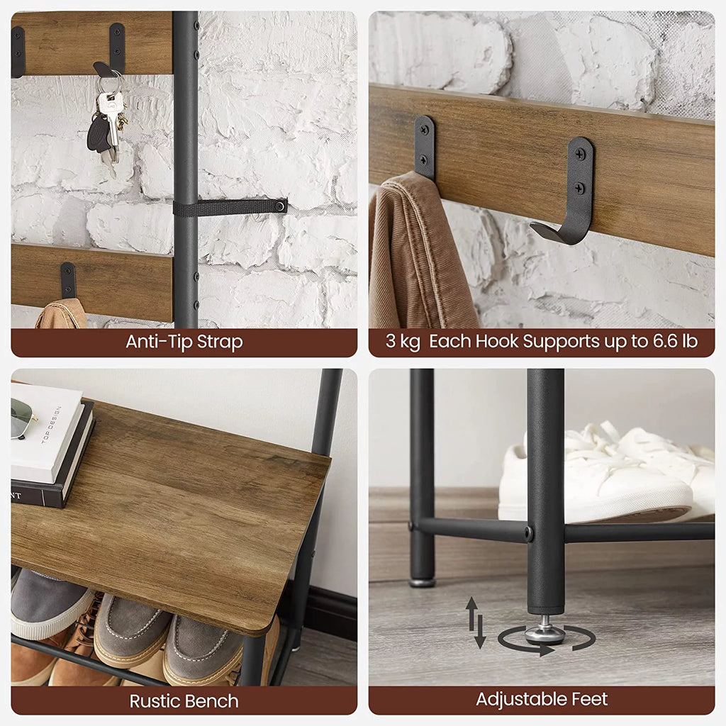 Coat Rack Hall Tree with Shoe Storage Bench B5439
