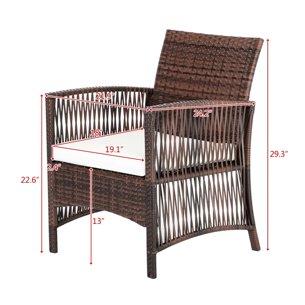 PE Rattan 4PCS Outdoor Conversation Set Patio Wicker Furniture Sofa Set O15977