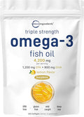 Triple Strength Omega 3 Fish Oil 4200mg 240 Softgels Lemon Flavored H536788