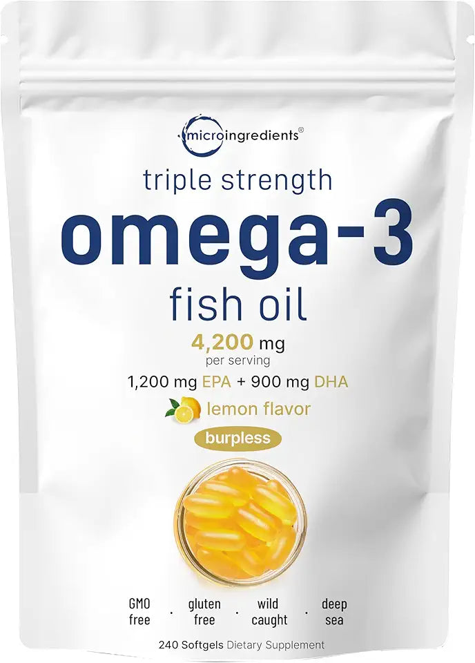 Triple Strength Omega 3 Fish Oil 4200mg 240 Softgels Lemon Flavored H536788