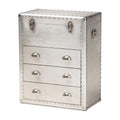 Silver Metal 3 Drawer Accent Storage Chest D7203