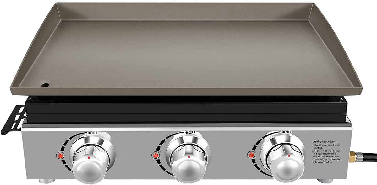 23in 3-Burner Propane Gas Griddle, 355 sq in, 25,500 BTU G483
