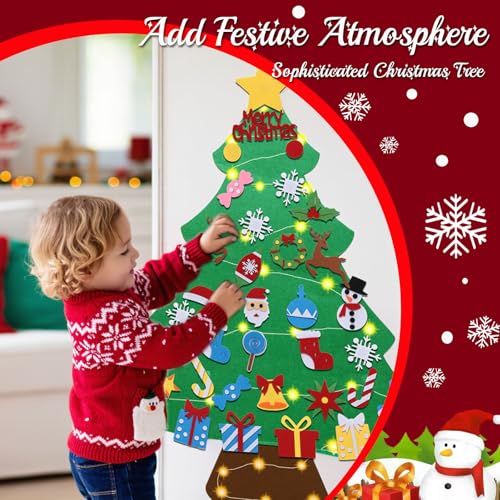 Felt Christmas Tree Set with 34 Detachable Ornament H6015