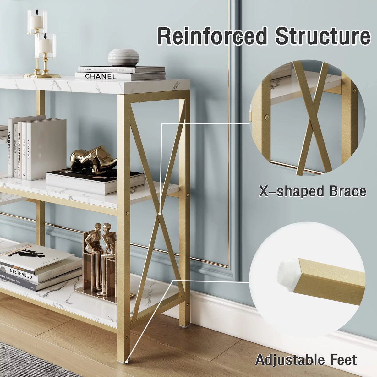 Modern Console Table with Storage Shelves Q275