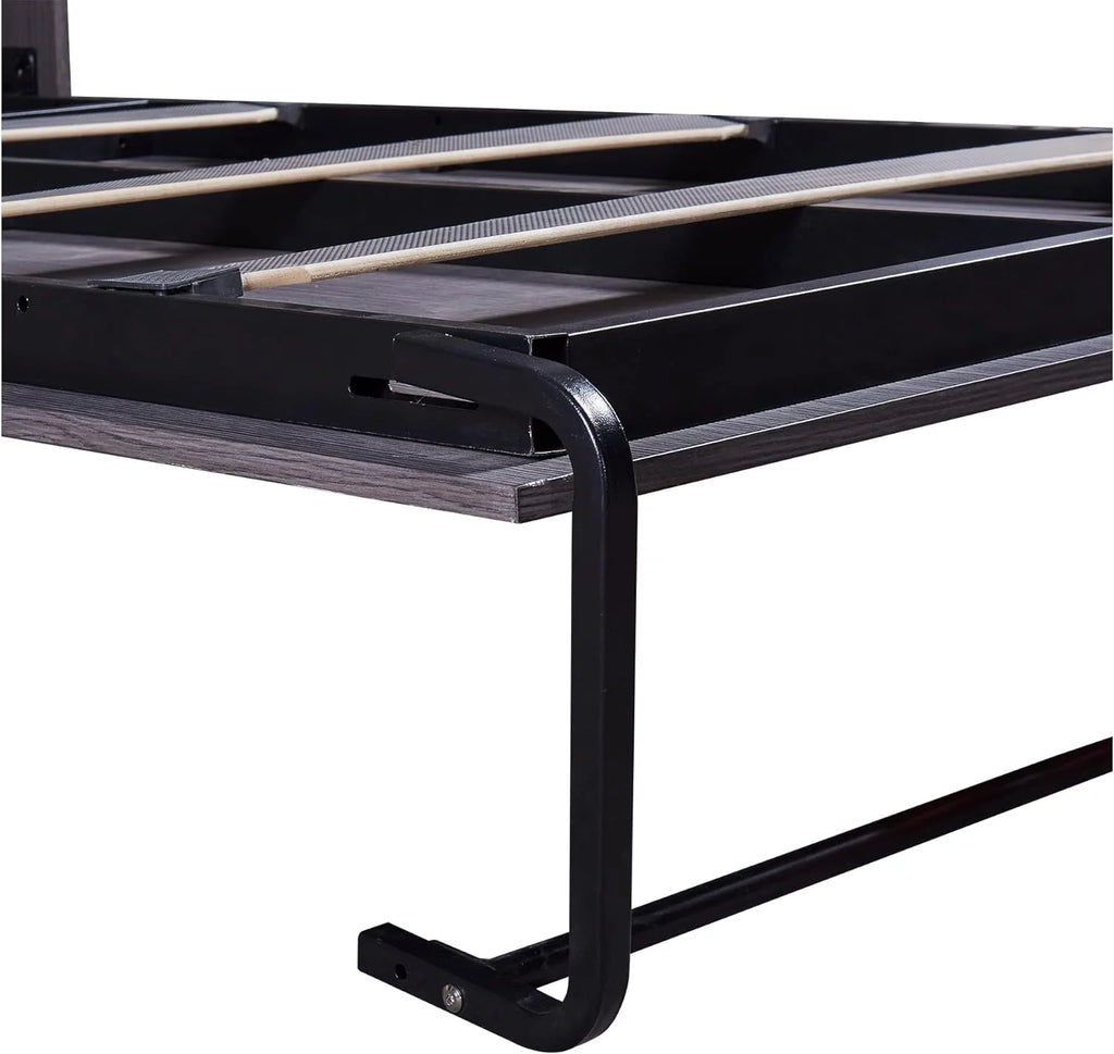 Gray Foldable Storage Bed with Wardrobe and Drawers B69359