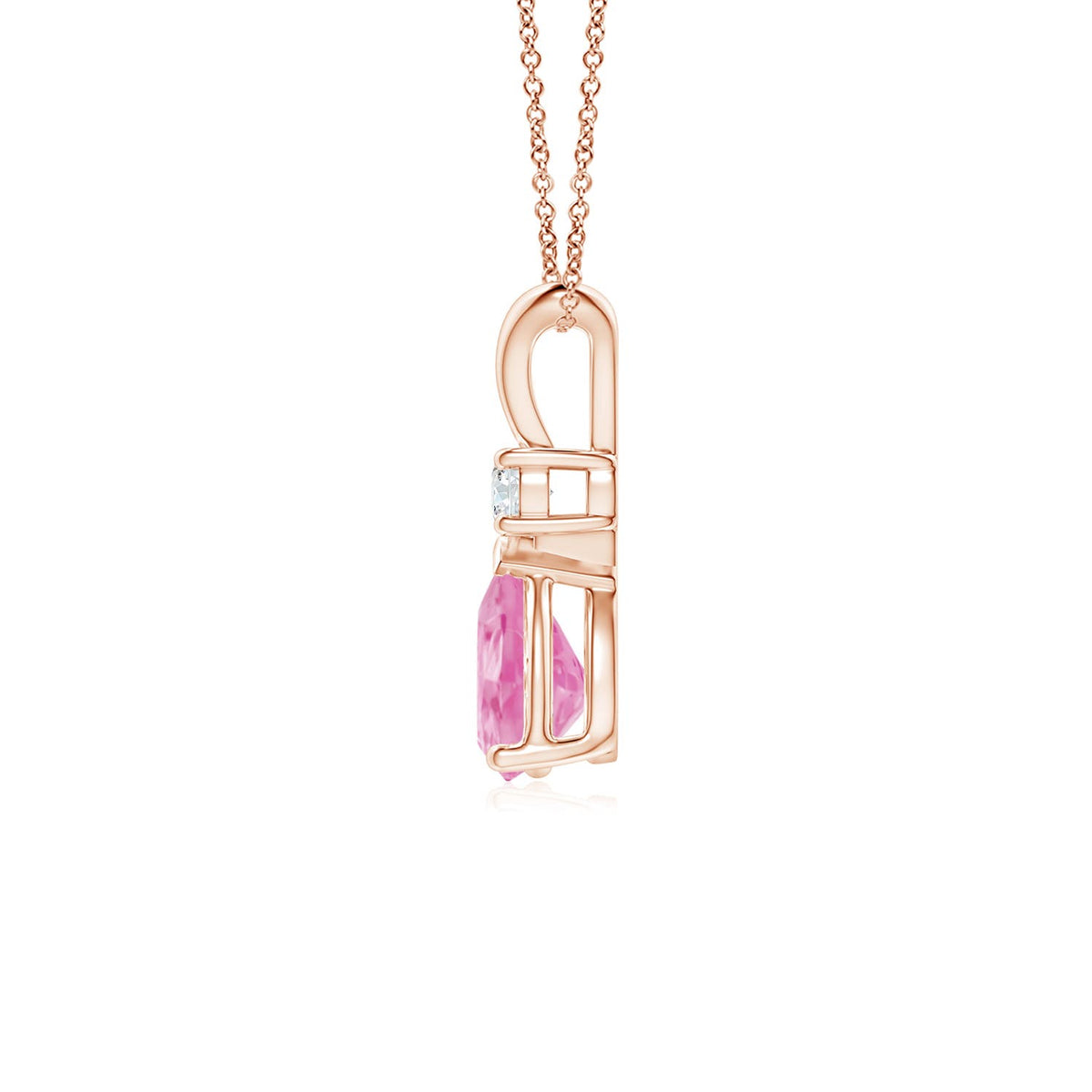 Pink Sapphire Diamond Teardrop Pendant Necklace in 14K Rose Gold E667052