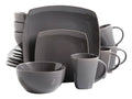 16-Piece Square Reactive Glaze Dinnerware Set Grey X394