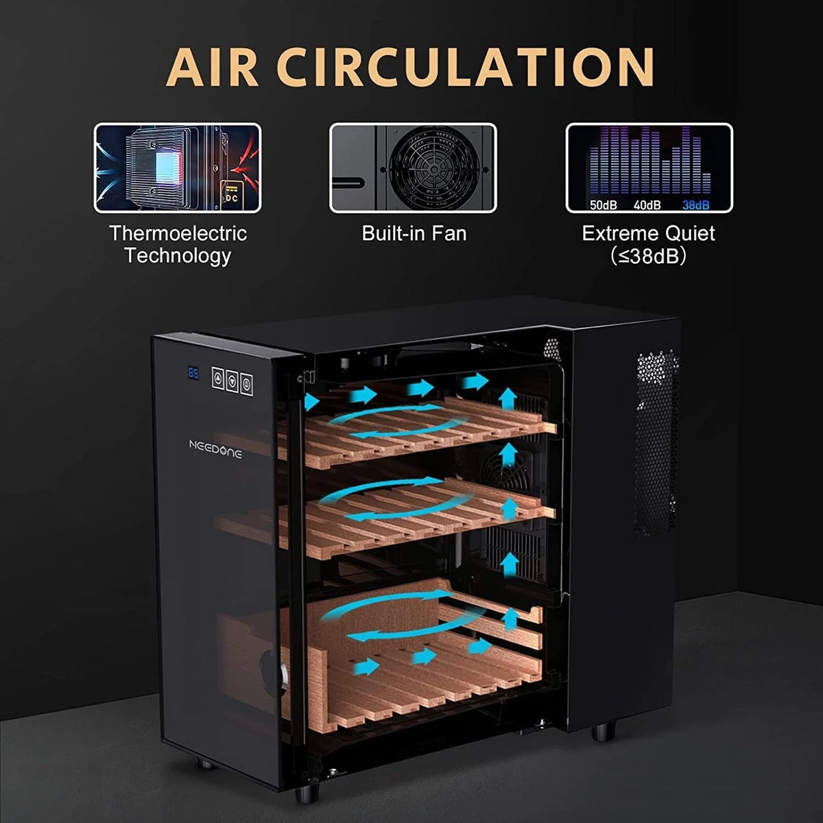 23L Electric Cigar Humidor with Spanish Cedar Wood Shelves G601