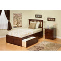 Twin Bed with Flat Panel Footboard and Bed Drawers Antique Walnut S503092