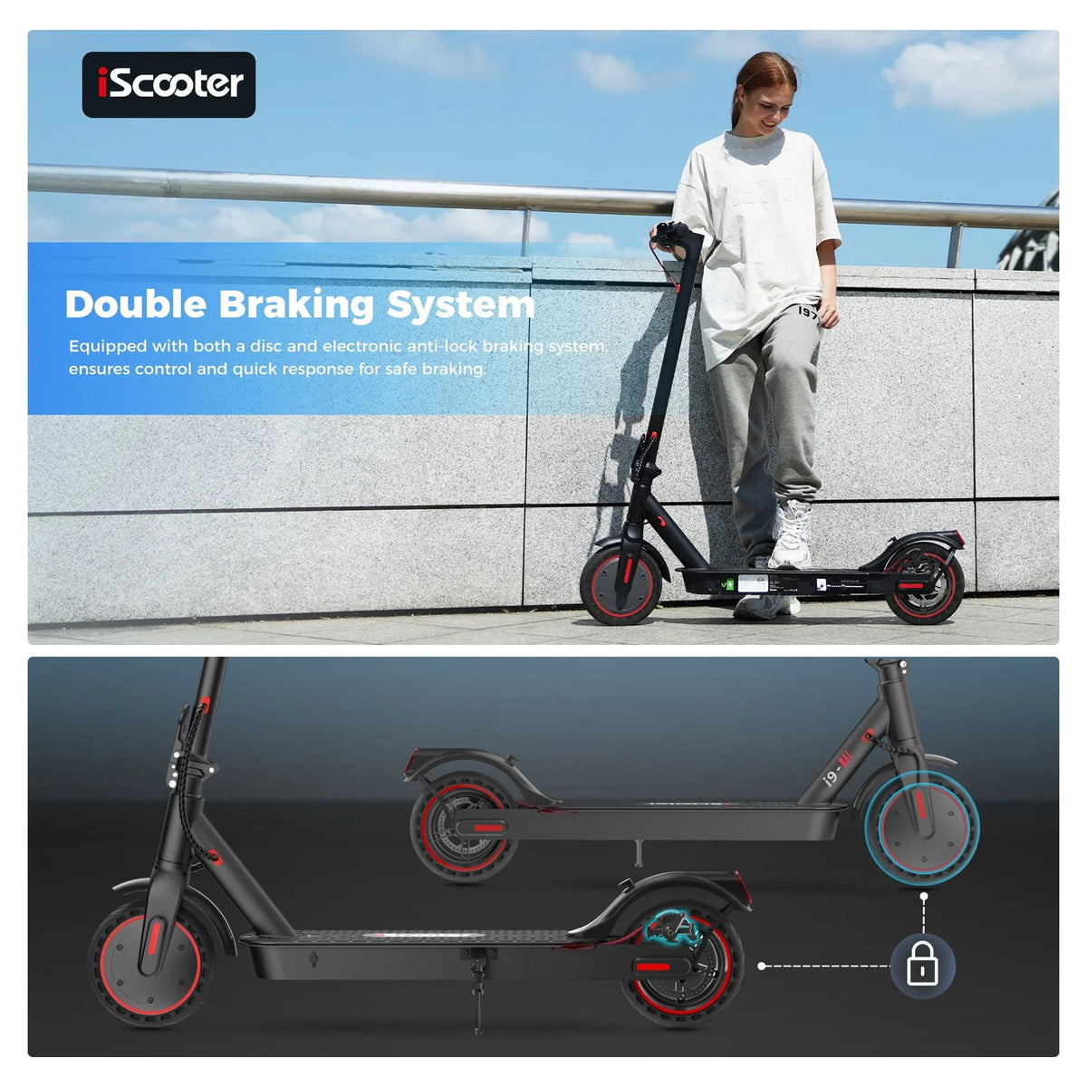 350W Foldable Electric Scooter with Double Braking System X92958