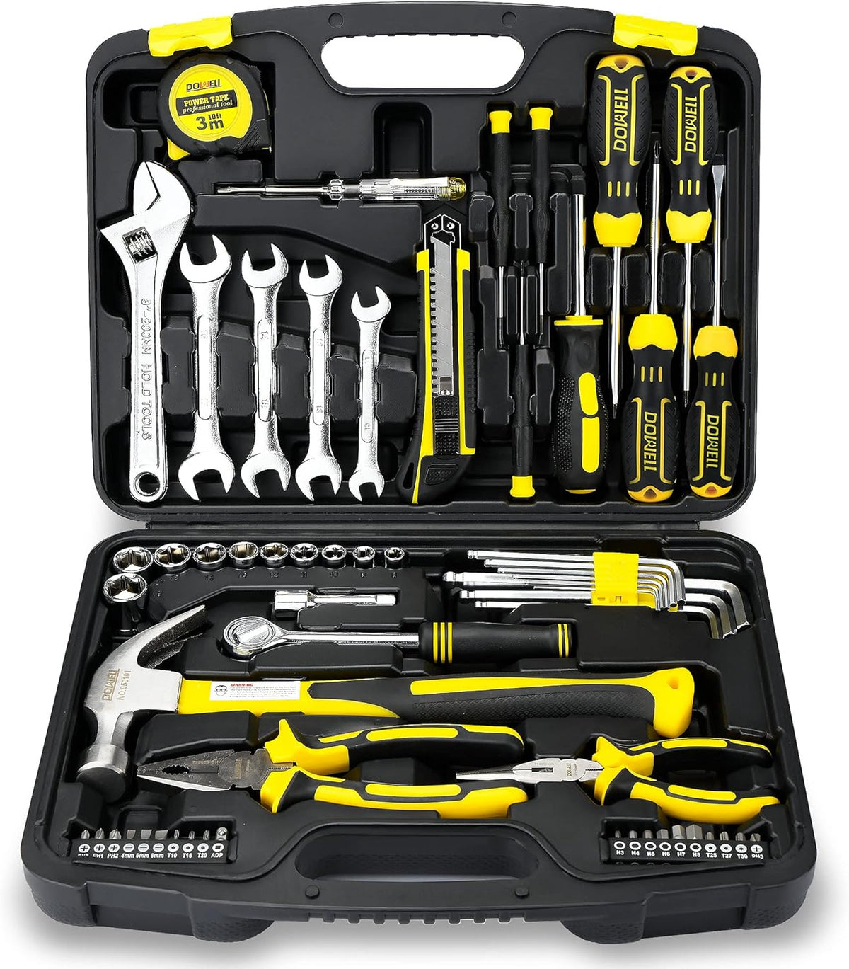 61-Piece Mechanic Tool Set with Plastic Tool Box Storage Case S1526