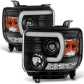 Black C-Shape LED DRL Projector Headlights Pair L179