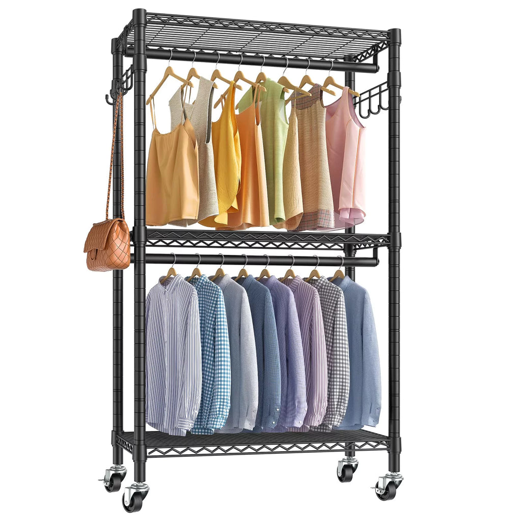 Black Rolling Clothes Rack U3900