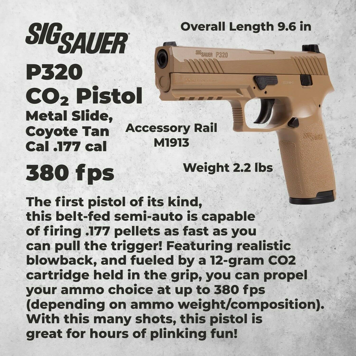 SIG Sauer P320 Air Pistol with CO2 12 Gram (15 Pack) and 500 Lead Pellets Bundle A7155