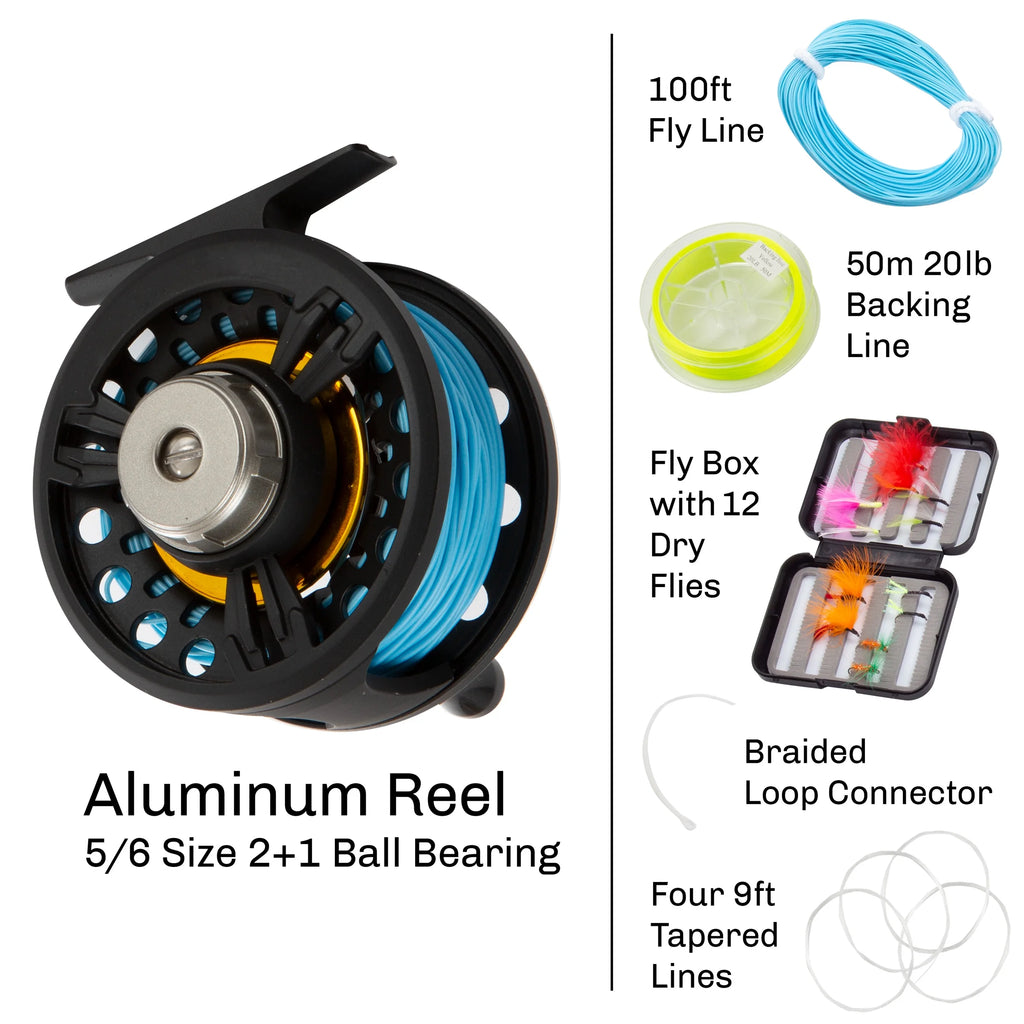 Fly-Fishing Rod & Reel Combo Starter Set with Travel Bag K228