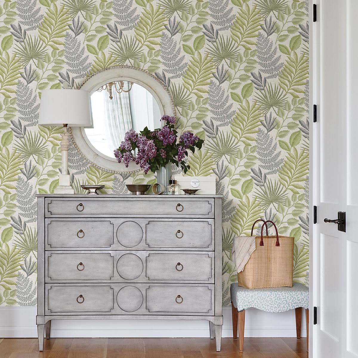 Grey Botanical Wallpaper M998548