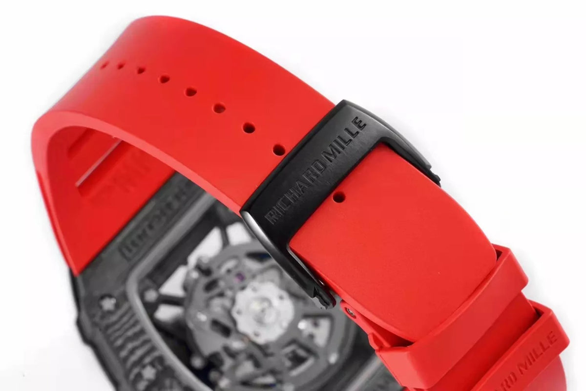 Black Bezel Red Markers Red Rubber Strap D4151