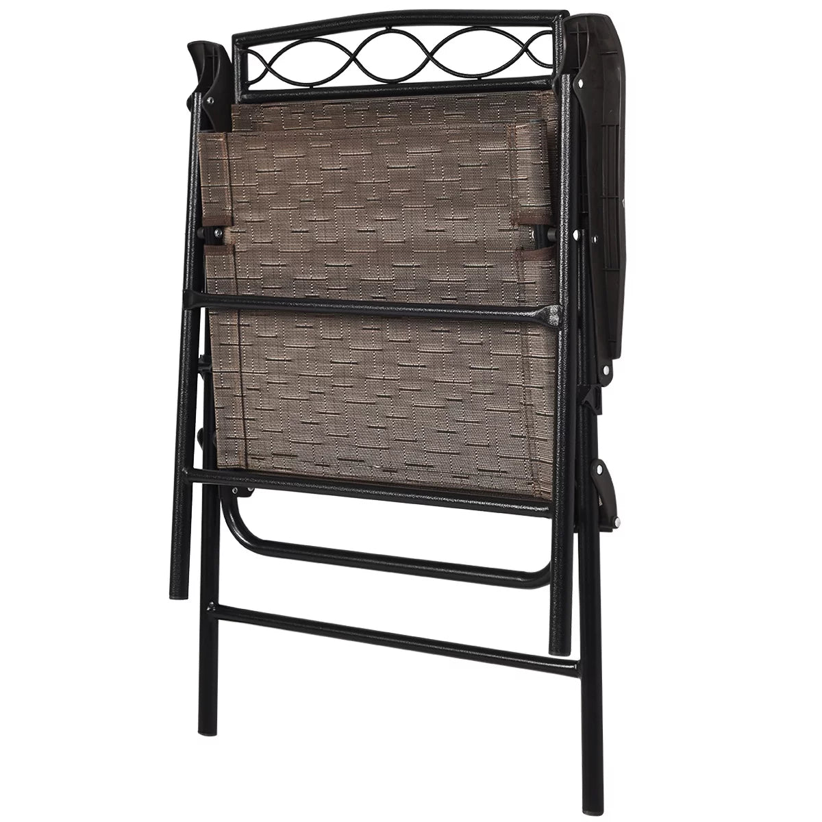 3 PCS Bistro Patio Dining Set with 2 Folding Chairs & Glass Table E97693