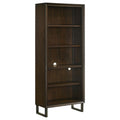 4-shelf Wood Bookcase Dark Walnut and Gunmetal R655