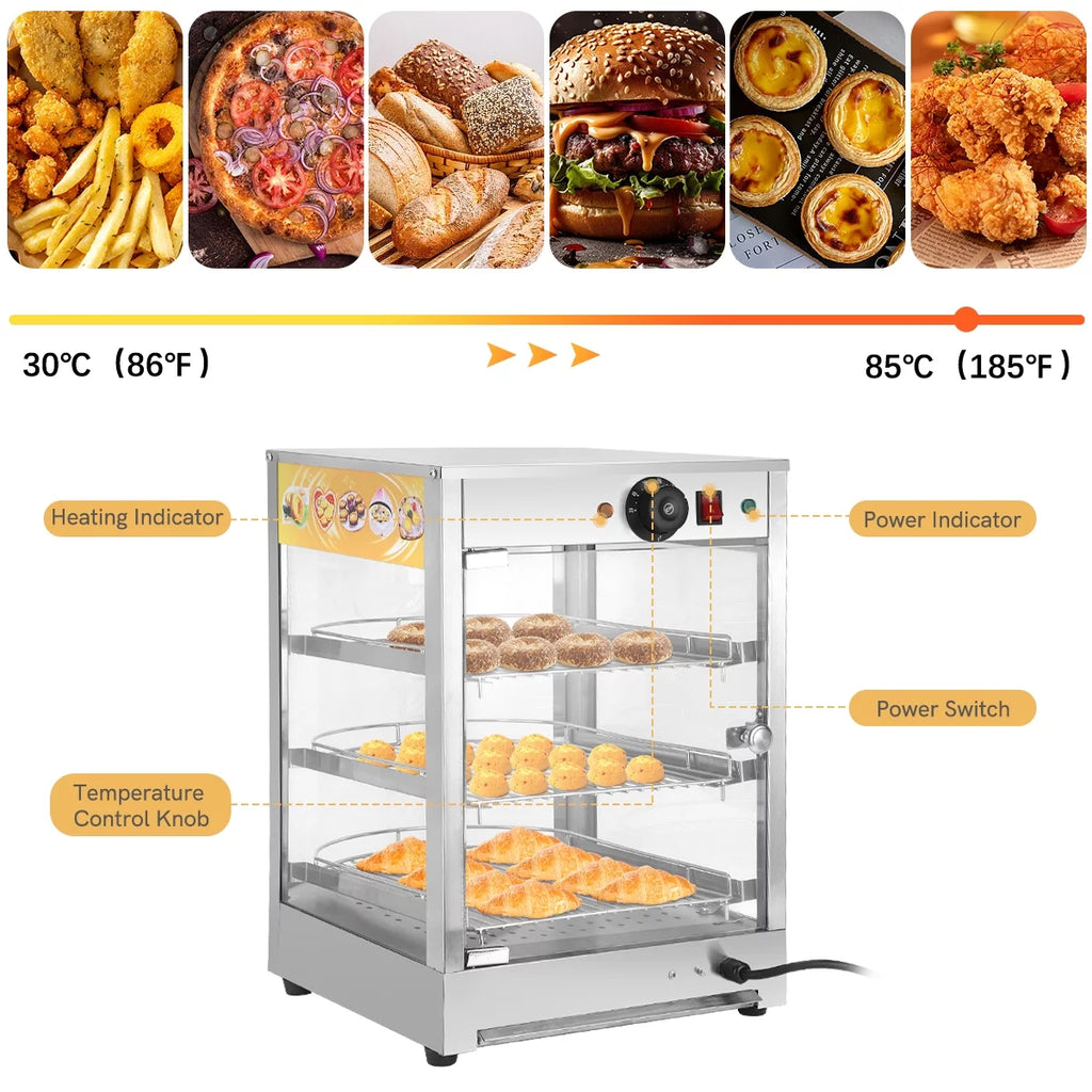 800W 3-Tier Commercial Food Warmer Display Case O502454