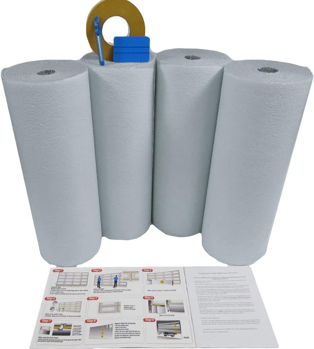 White Reflective Foam Core 2 Car Garage Door Insulation Kit 16FT x 8FT R Value 8.0 K92574