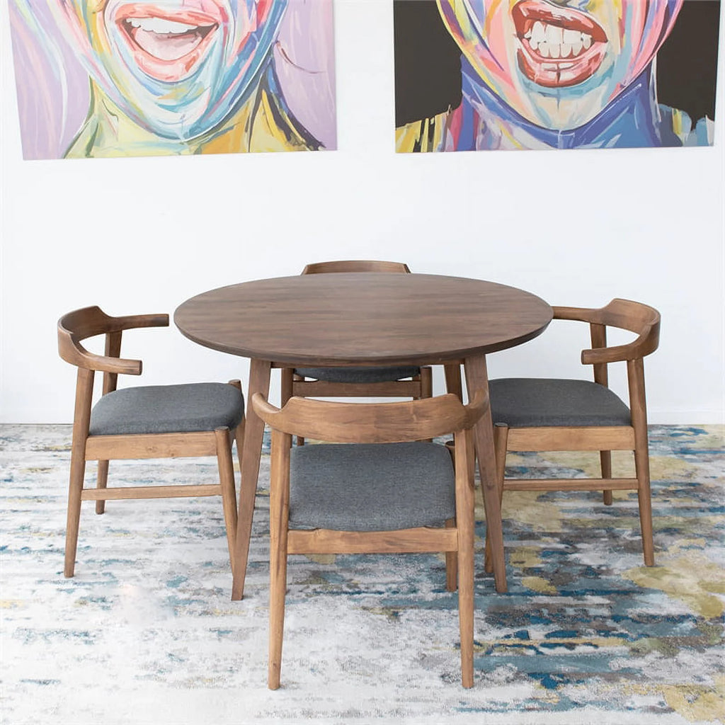 Solid Wood Walnut Dining Table and Chairs for 4 H671