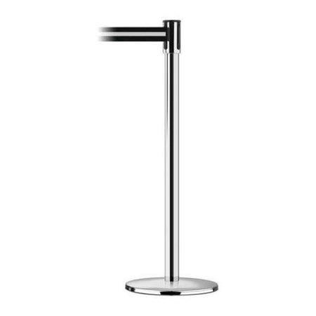 Silver Barrier Post with Belt, 38 in. H, 7-1/2 ft. L V651506
