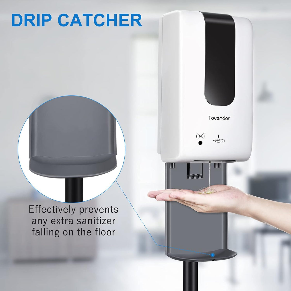 Automatic Hand Sanitizer Dispenser with Stand and Drip Catcher, Infrared Sensor Touchless, Refillable 1200ml Bottle L98351