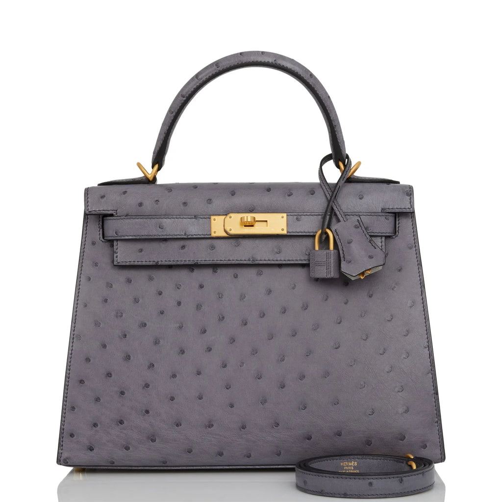 Gris Agate and Gris Perle Ostrich Bag E12723