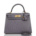 Gris Agate and Gris Perle Ostrich Bag E12723