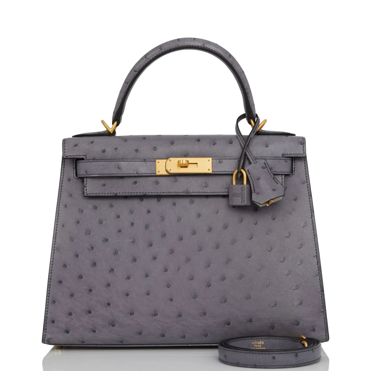 Gris Agate and Gris Perle Ostrich Bag E12723