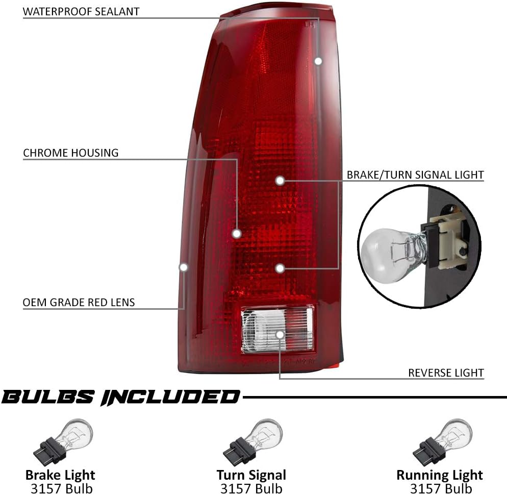 Replacement Rear Brake Tail Lights with Bulb Sockets & Connector Plates - Pair Z706