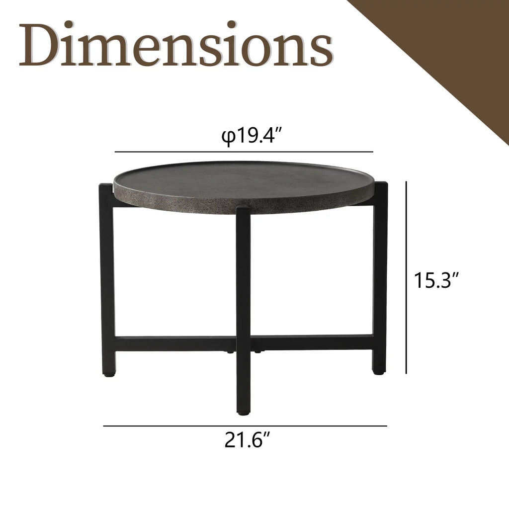 Dark Grey Concrete Round Coffee Table O7833