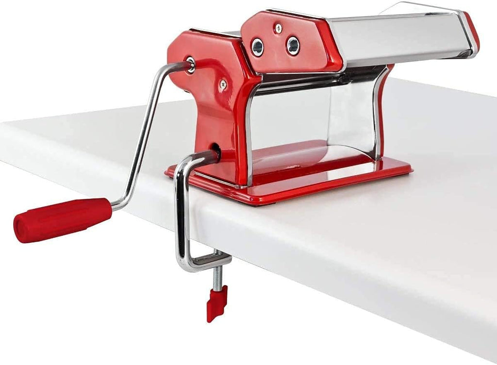 Stainless Steel Manual Pasta Maker Machine with 3 Cutters, 8.7 inches Q96065