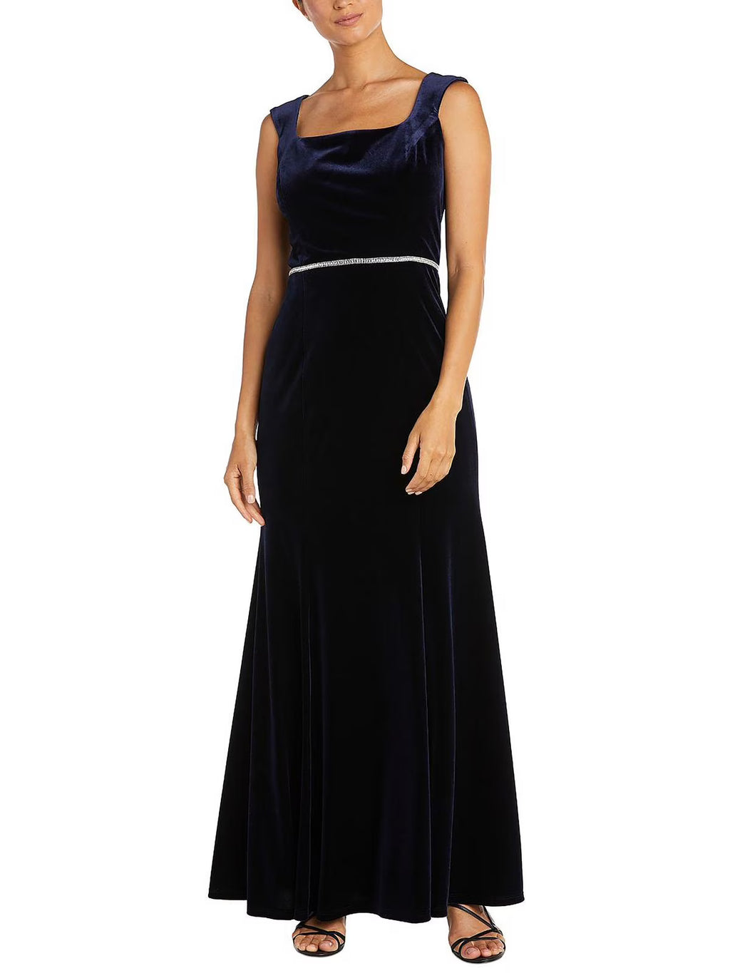 Velvet Embellished Evening Dress F7231