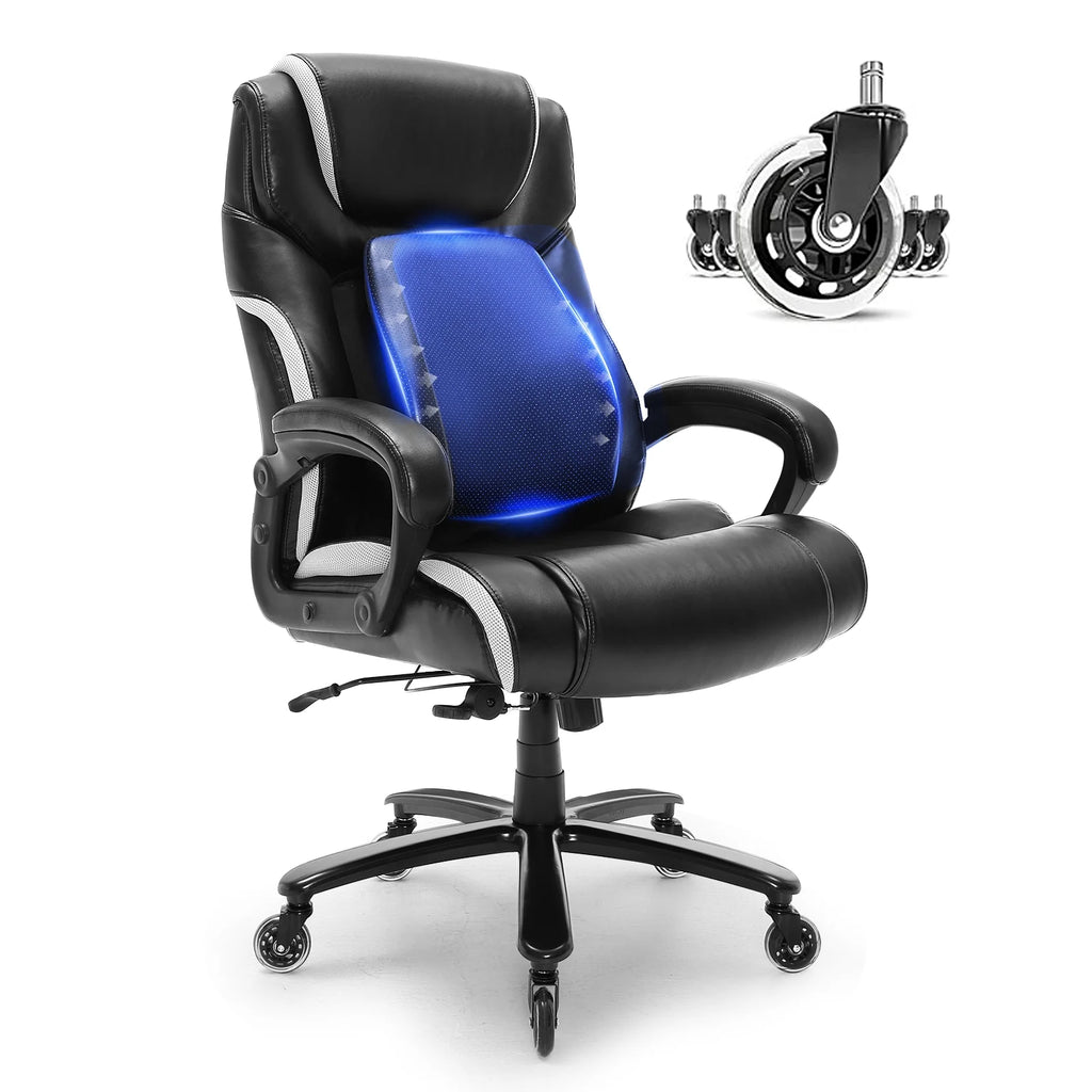 High Back 400 lbs Leather Executive Office Chair with Lumbar Support G9899