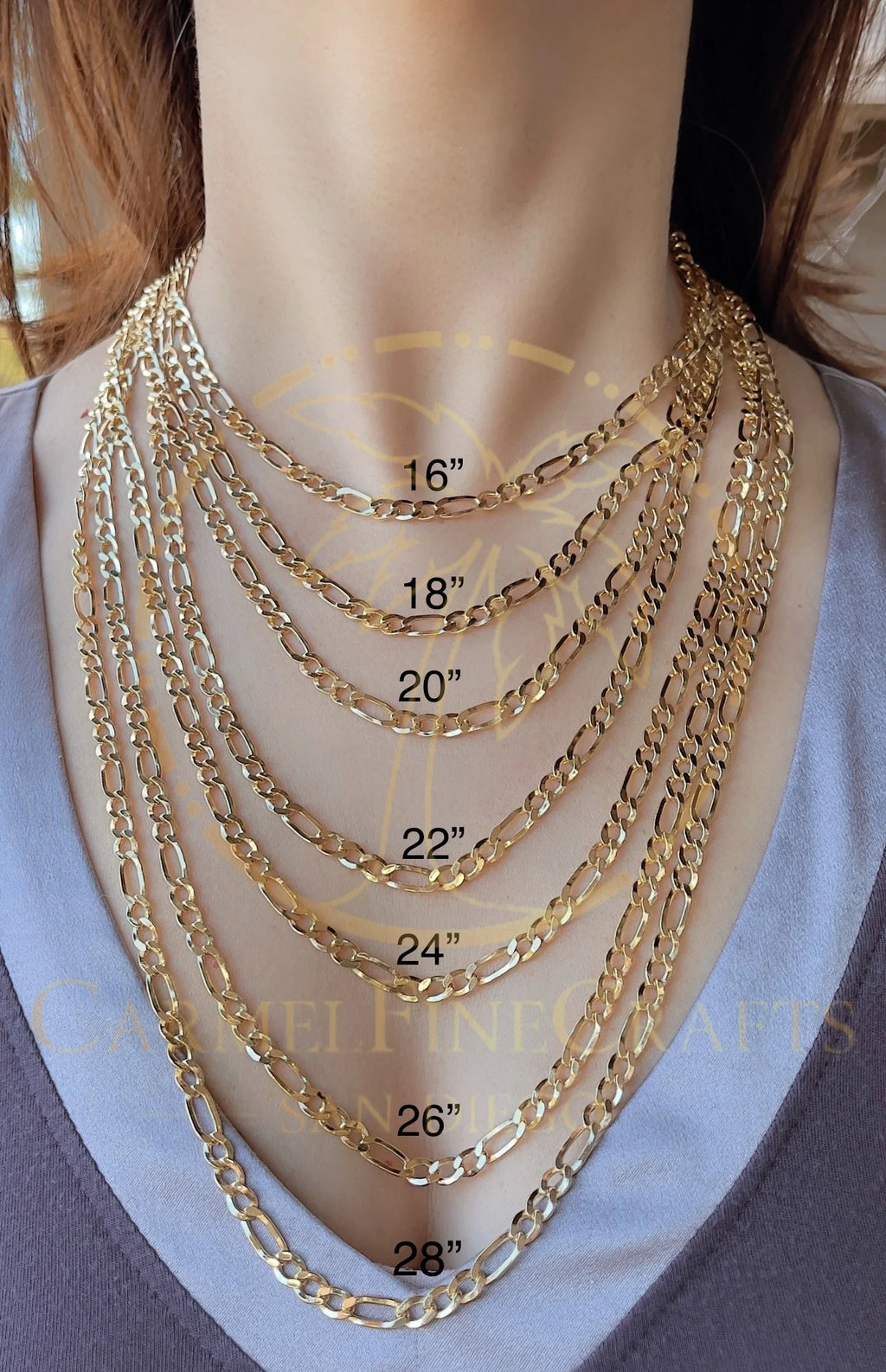 Figaro Link Chain Necklace 16" - 24" A48075