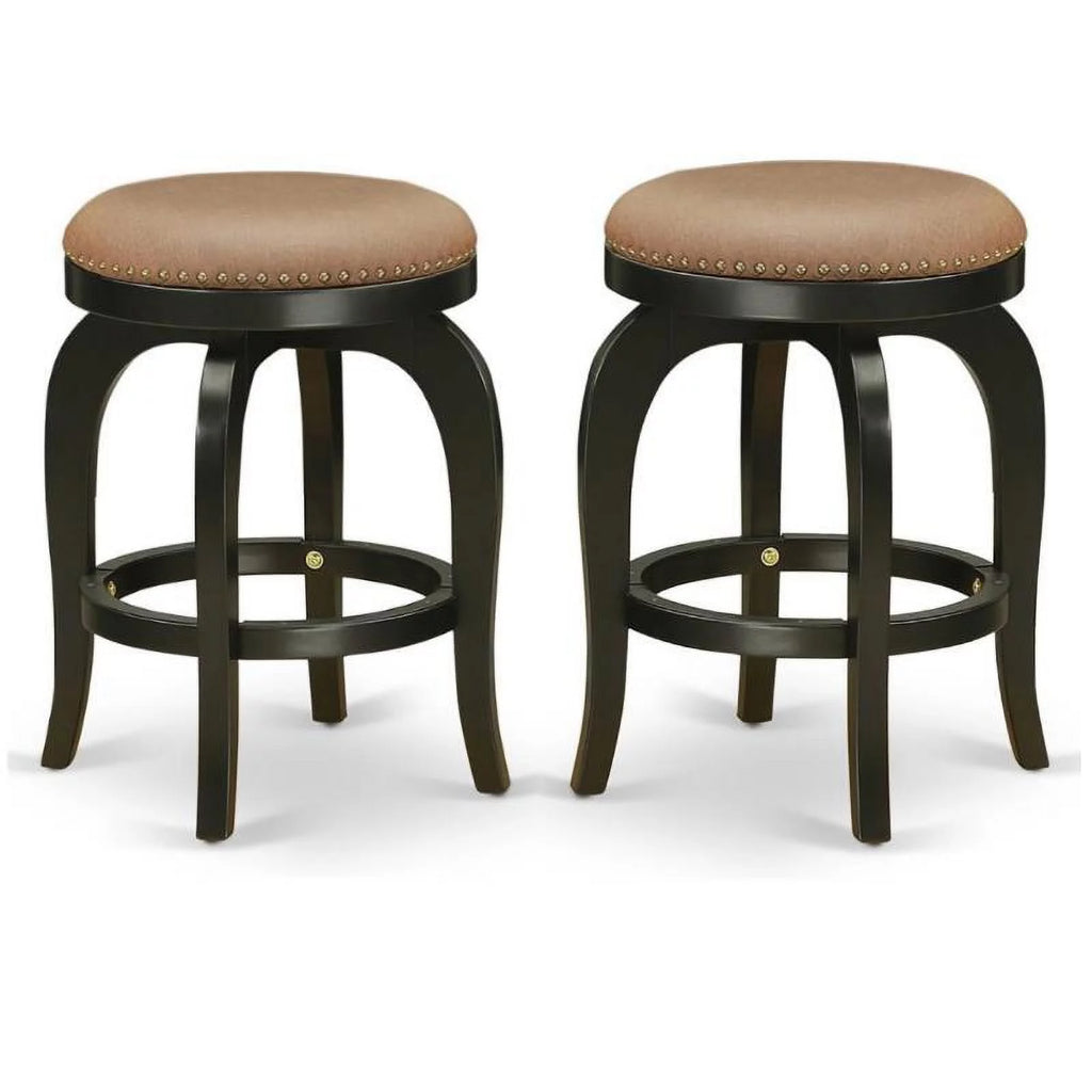 24" Wood Swivel Backless Bar Stool Set of 2 X384399