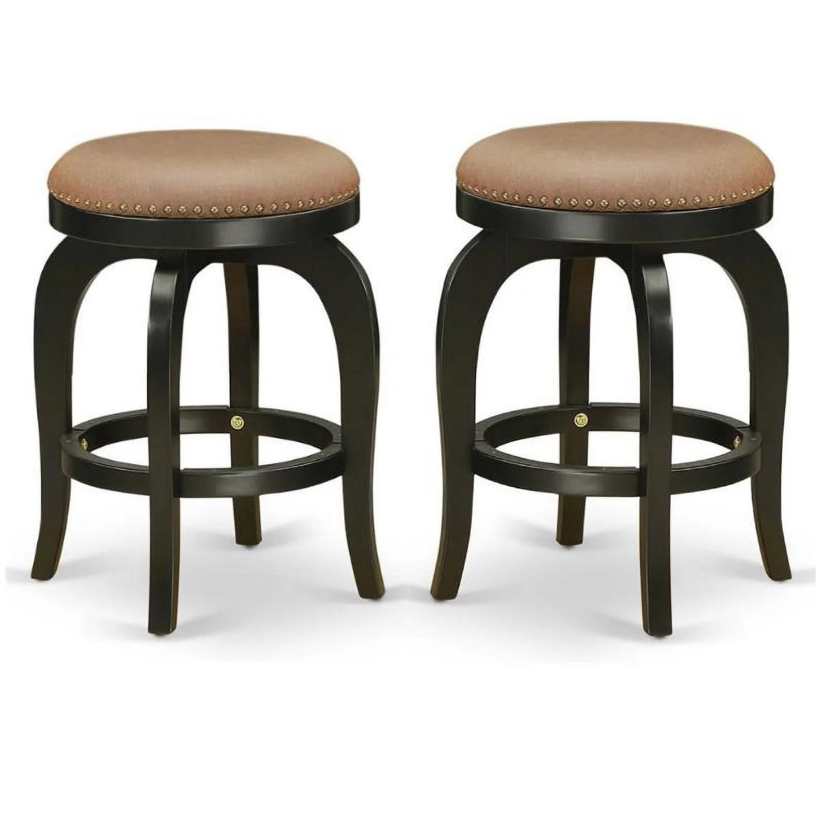 24" Wood Swivel Backless Bar Stool Set of 2 X384399