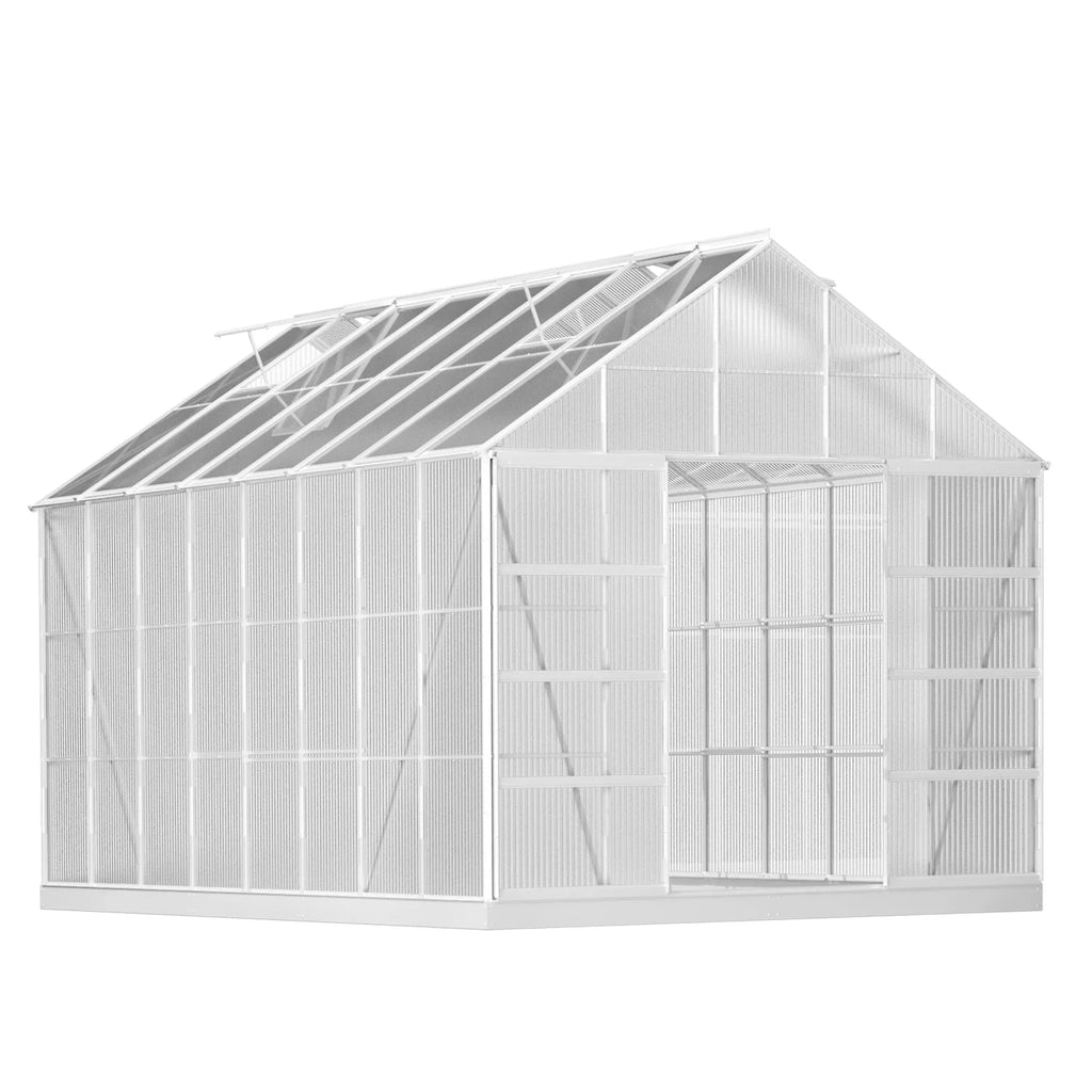 10' x 16' Walk-in Polycarbonate Greenhouse with Adjustable Roof Vent F4125